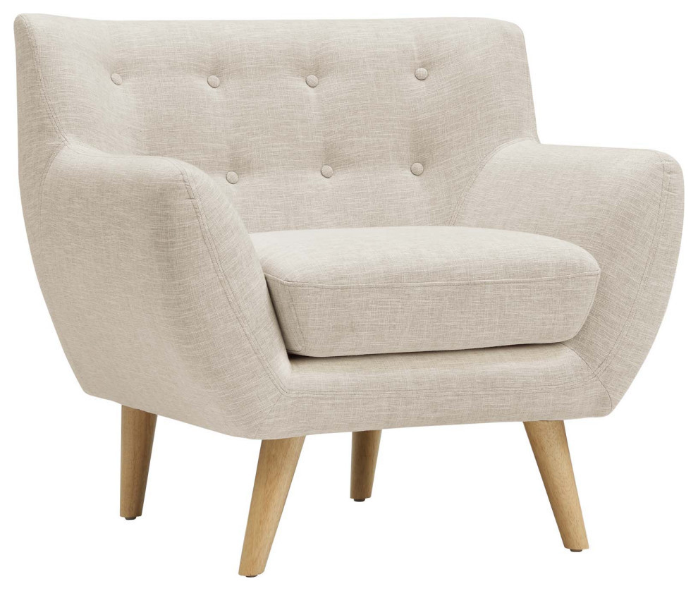 Luca Beige Upholstered Fabric Armchair   Midcentury   Armchairs And Accent Chairs   by Virgil Stanis Design  Houzz