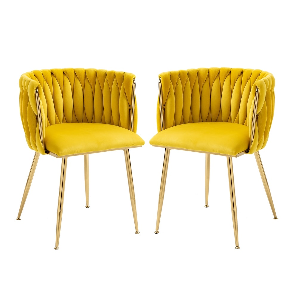 Velvet Upholstered Tufted Side Dining Chair With Golden Legs（set of 2）