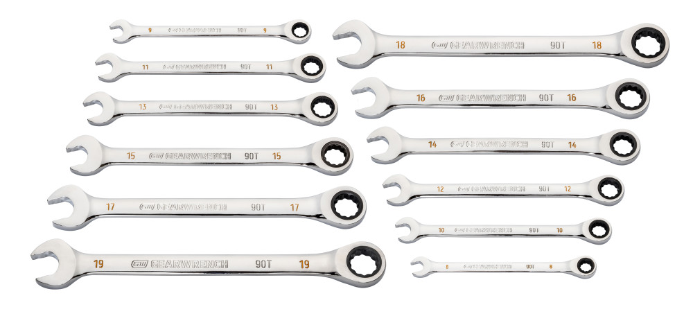 12 Pc 90T 12 Point Metric Combination Ratcheting Wrench Set ;