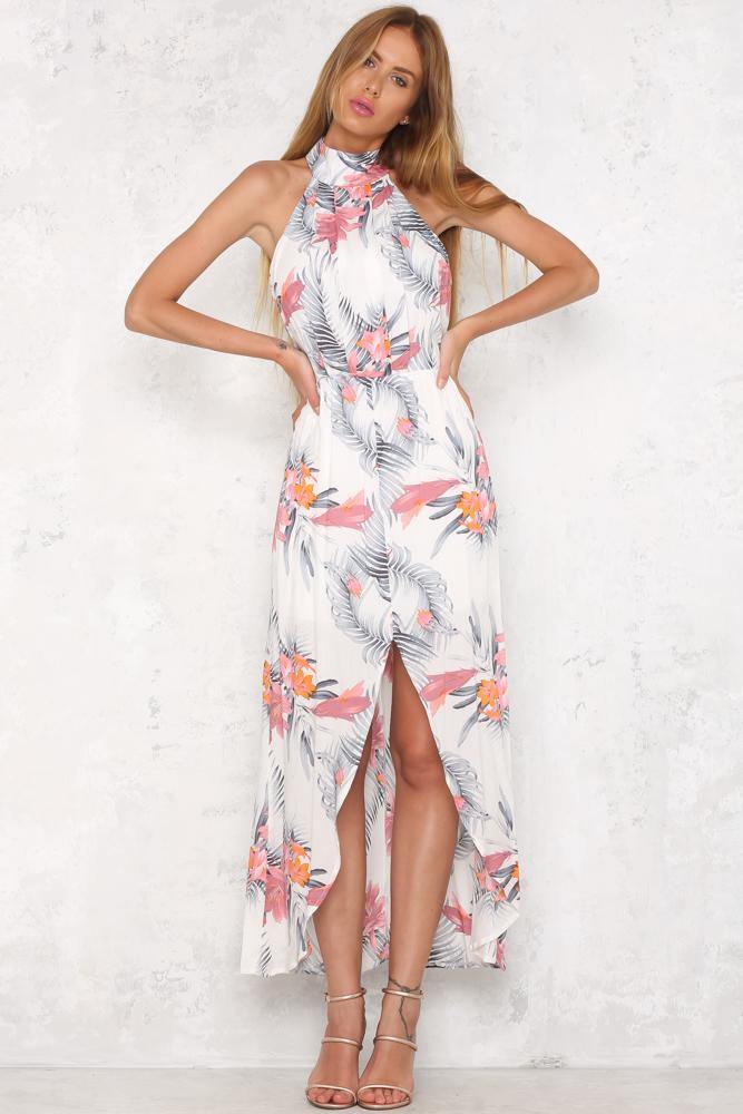 Hawaiian Sling Maxi Dress Grey