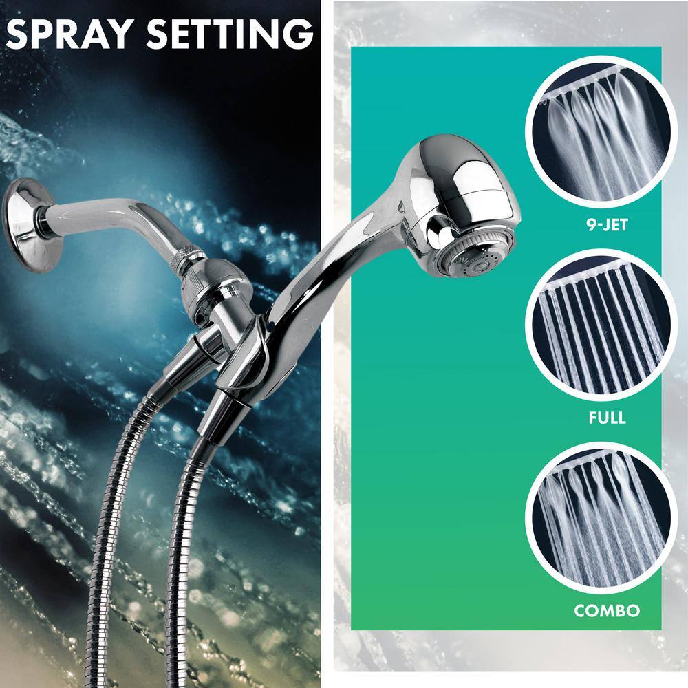 Niagara Conservation Earth Spa 3-Spray with 1.5 GPM 2.7-in. Wall Mount Handheld Shower Head in Chrome N2945CH-1PK