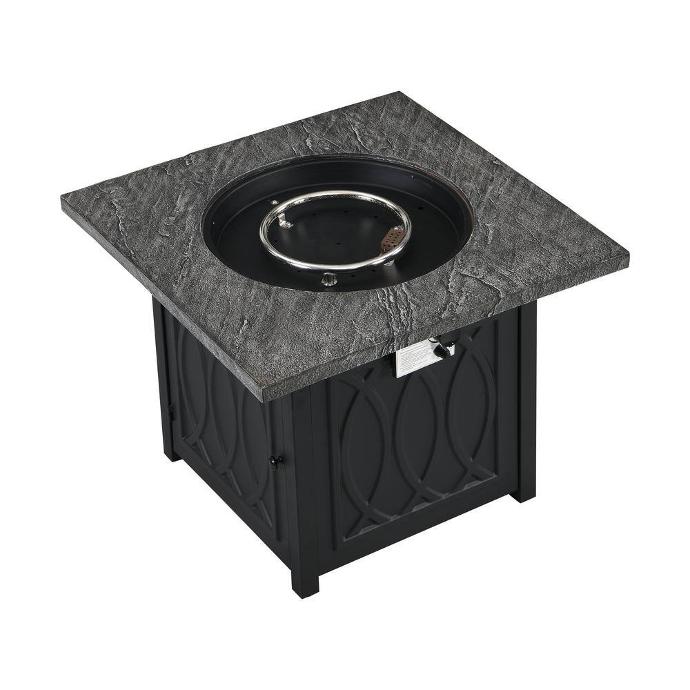 CASAINC 32 in. Metal 50000 BTU Propane Fire Pit Table Patio Gas Fire Pit with Lid and Lava Rock WFEHFP-03-A