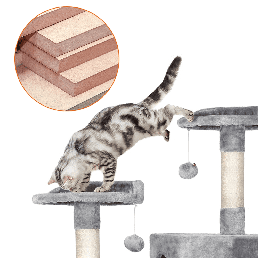 Topeakmart 59-in Cat Tree and Condo Scratching Post Tower， Light Gray