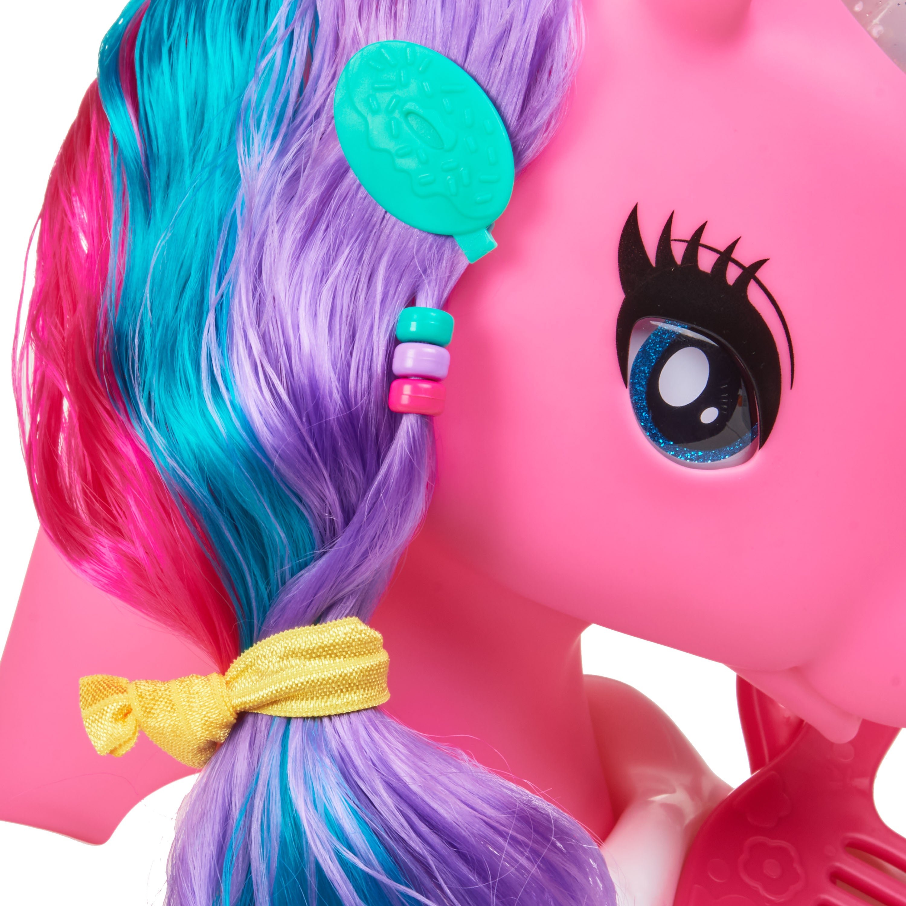 Kid Connection Unicorn Styling Head Toy Play Set, Blue Eyes, Multi-color Hair