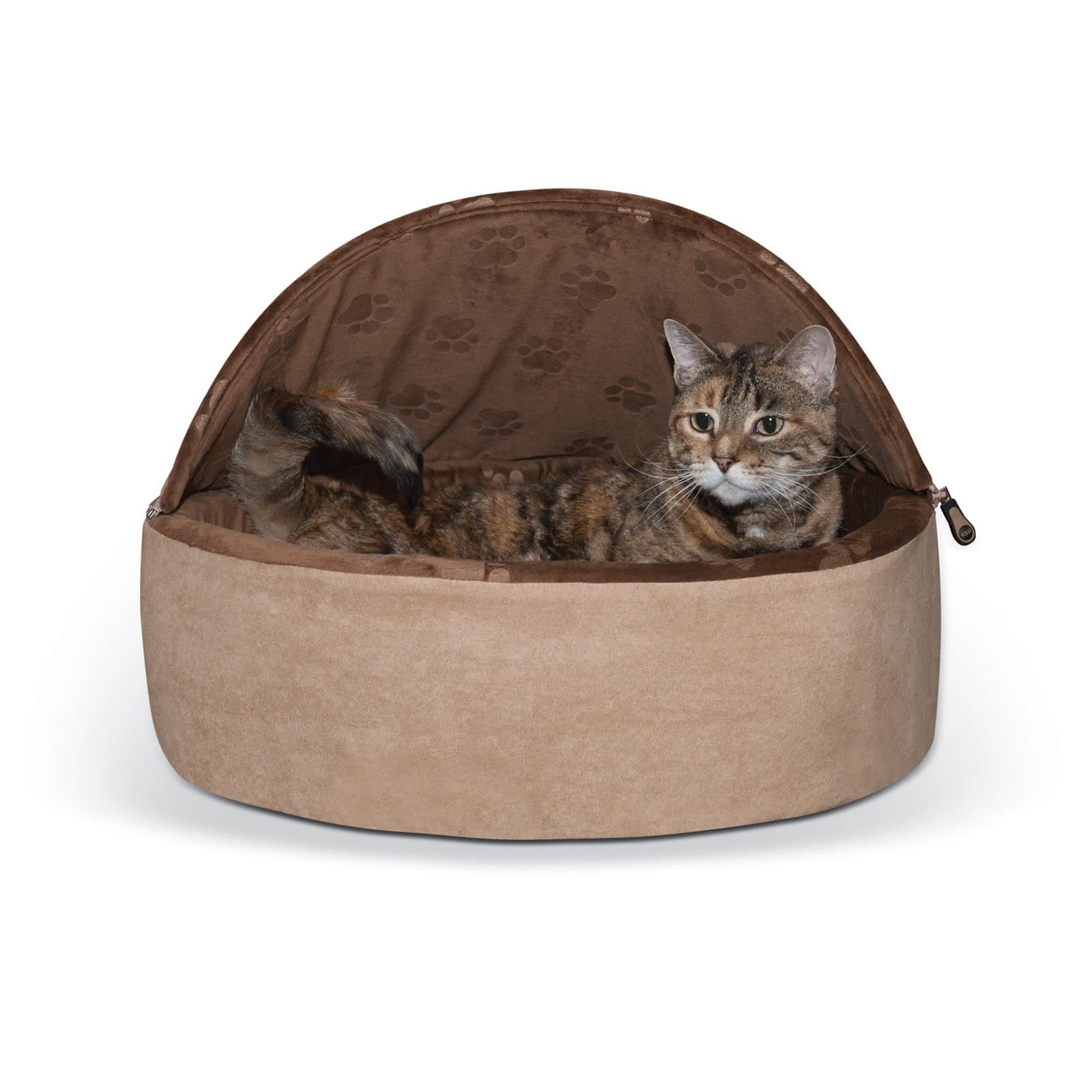 KandH Hooded Pet Cat Bed， Brown