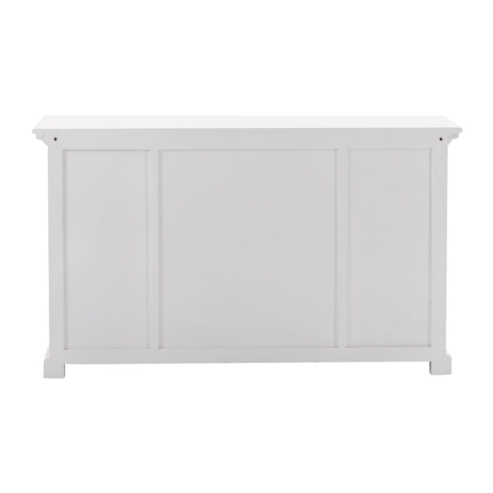 NovaSolo Halifax Coastal White Kitchen Hutch Cabinet  Solid Mahogany Frame  57.09 x 19.69 x 86.61