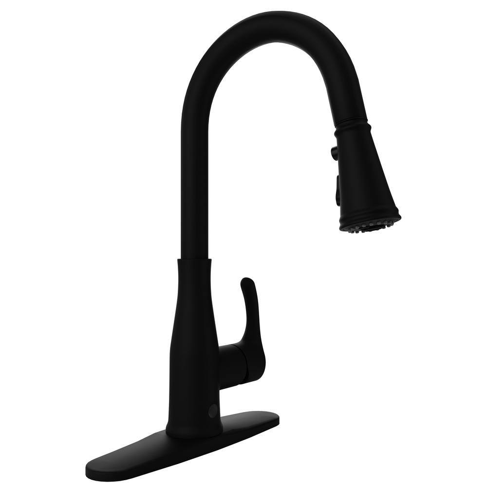 ANZZI Sifo 1-Handle Hands Free Touchless Pull Down Sprayer Kitchen Faucet with Motion Sense and Fan Sprayer in Matte Black KF-AZ301MB