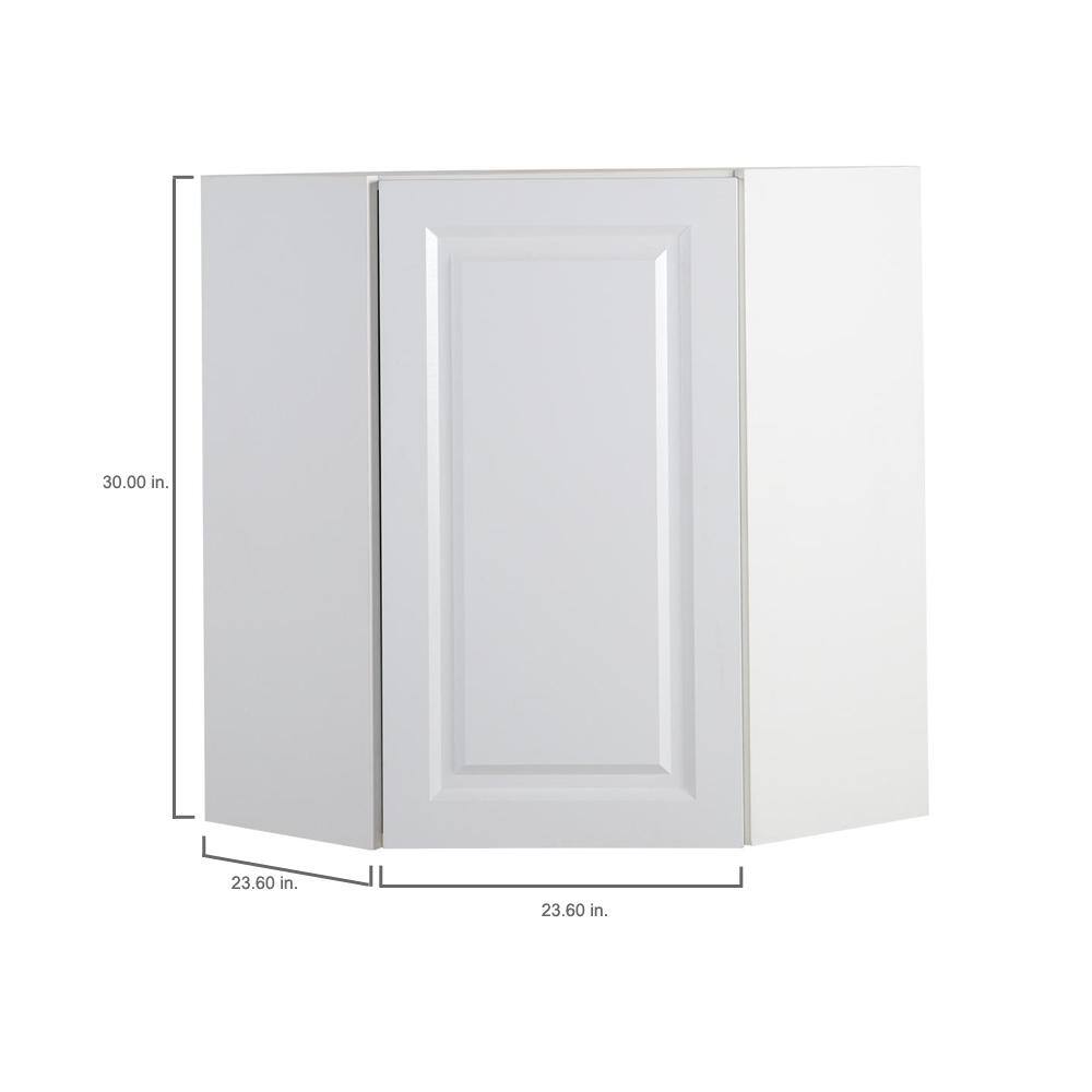 Hampton Bay Benton Assembled 23.6x30x23.6 in. Corner Wall Cabinet in White BT2430C-WH