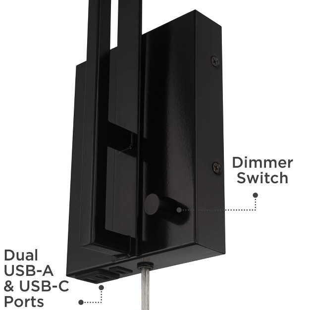 Fixture With A c Usb Charging Ports Linen Shade For Bedroom Reading