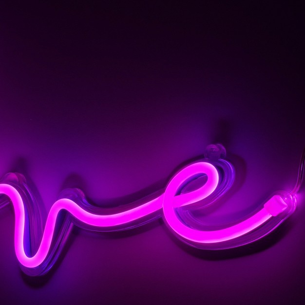 X 7 Led Neon Light Indoor Wall Sign With Line Switch Magenta