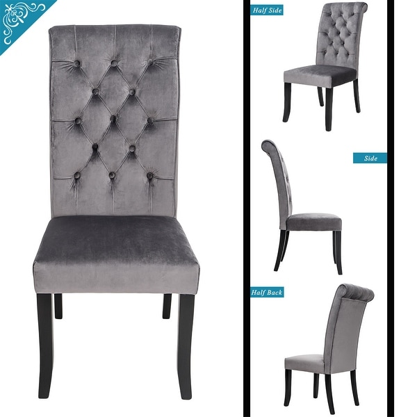 Velvet Dining Tufted Armless Upholstered Accent Chair Set of 2