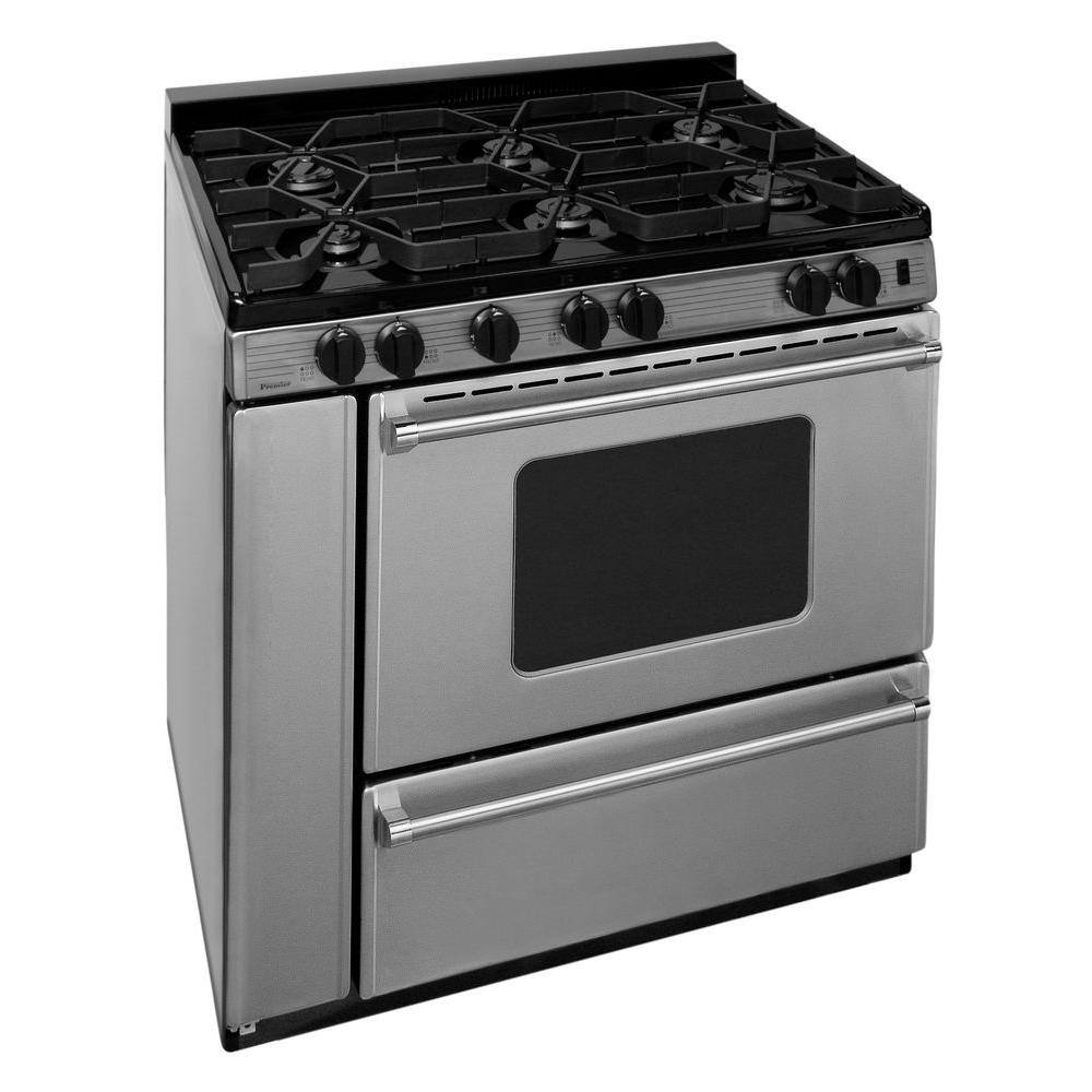 Premier ProSeries 36 in. 3.91 cu. ft. Battery Spark Ignition Gas Range in Stainless Steel P36B3182PS