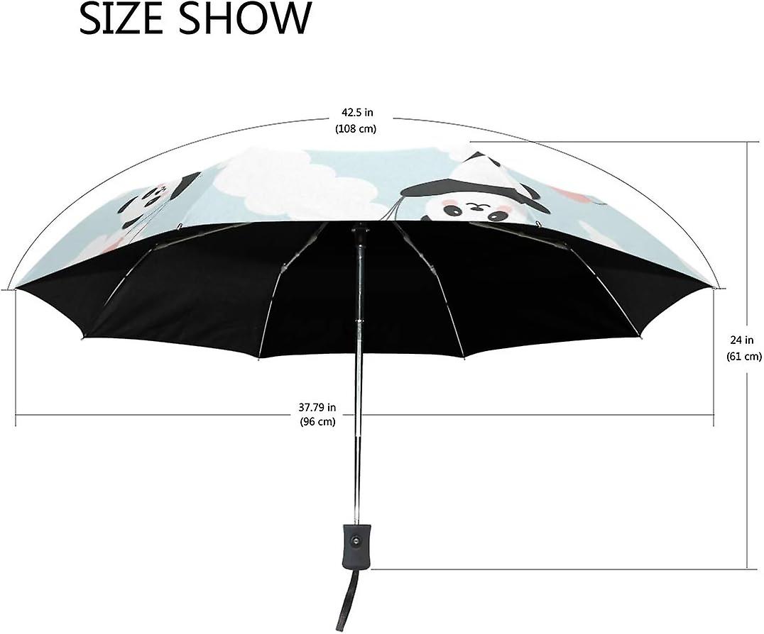 Travel Umbrella Automatic Windproof Foldable Umbrella Panda Flying With Ballon Cloud