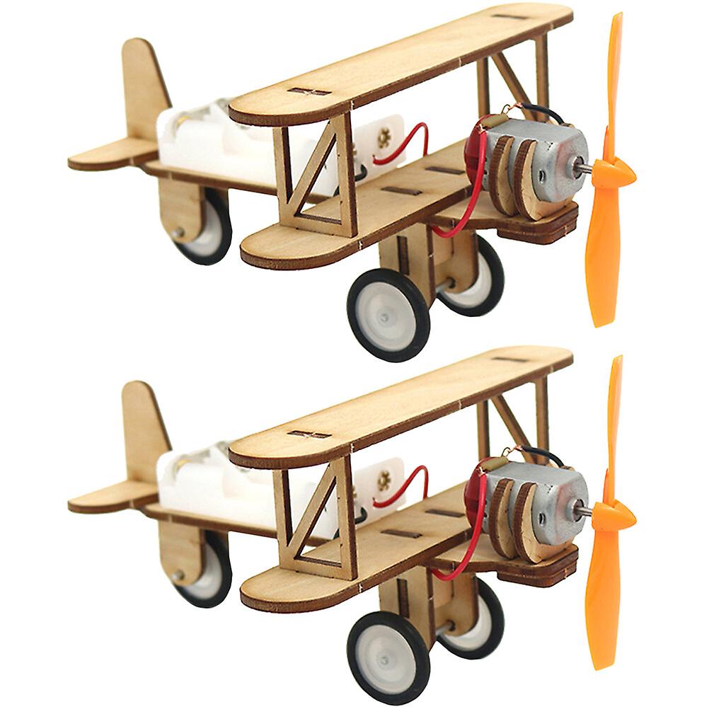 2pcs Wooden Assembly Plane Kids Diy Toy Simulated Assembly Model Toy Diy Wooden Plaything