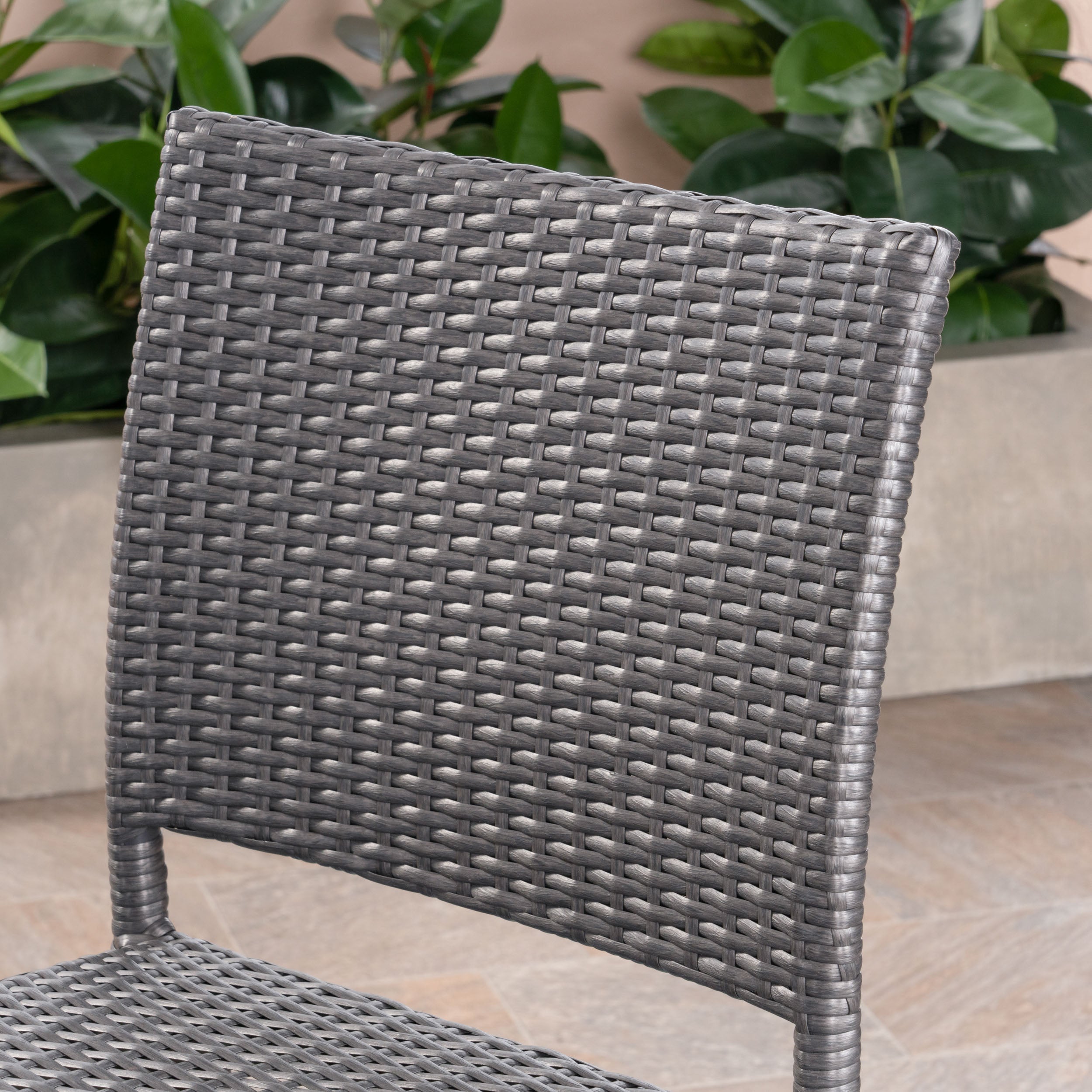 Jiro Outdoor Wicker Barstool, Gray (Set of 2)