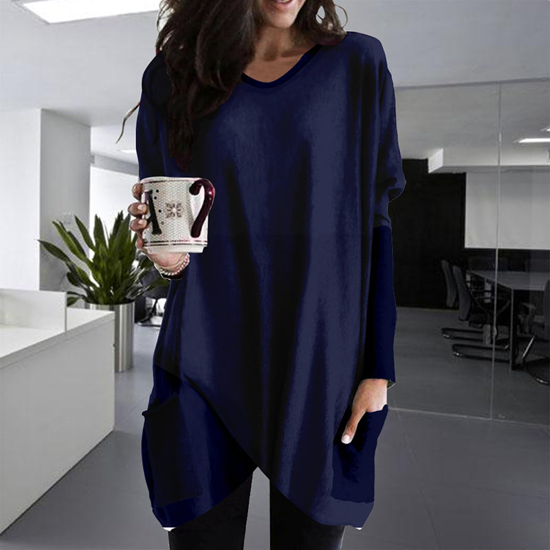 Comfortable Solid Color Loose Casual Long Sleeve T-Shirt