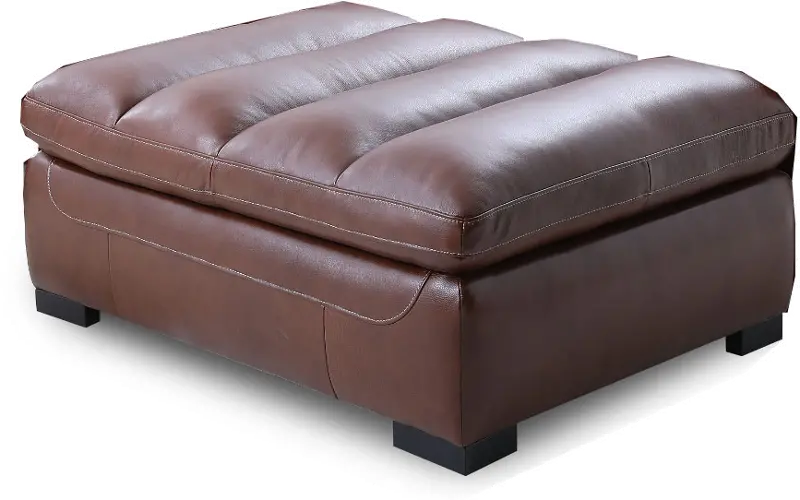 Softee Brown Leather Ottoman