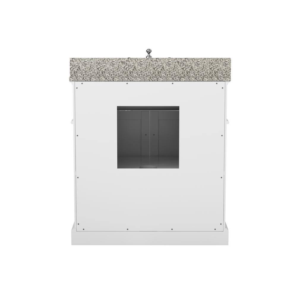 Home Decorators Collection Fremont 32 in. W x 22 in. D x 34 in. H Vanity in White with Granite Vanity Top in Gray with White Sink MD-V1790