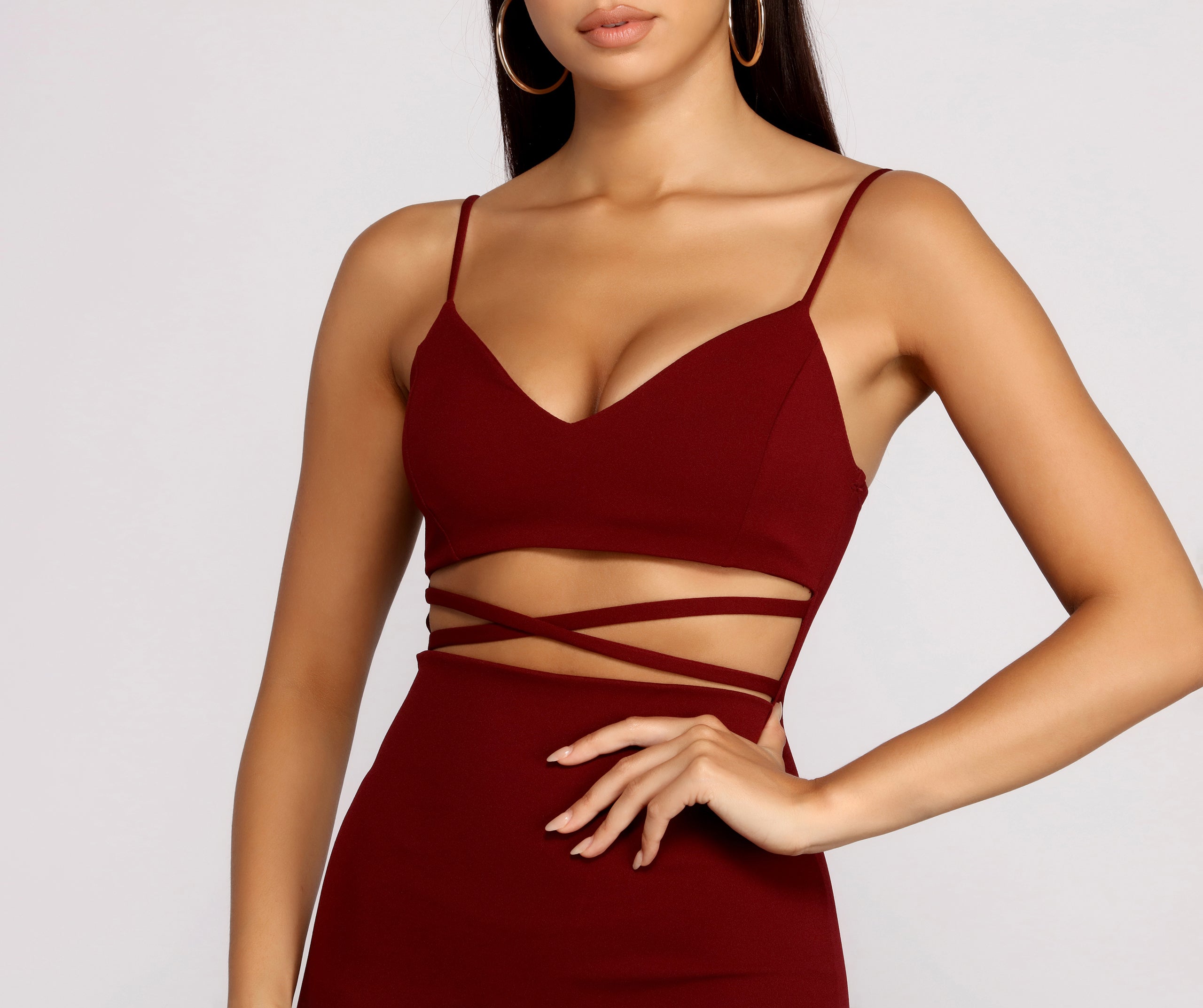 Go All Out Waist Cut Out Crepe Mini Dress