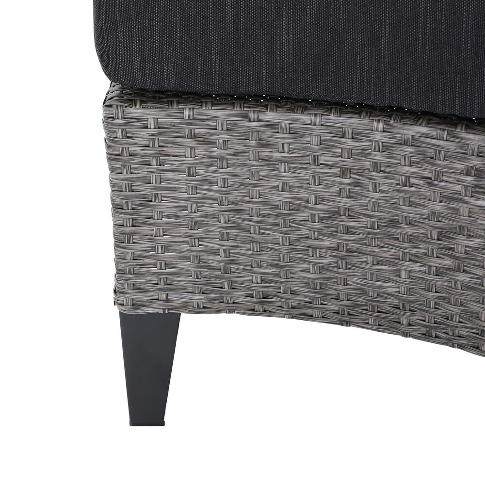 Baltaire Outdoor Round 8 Seater Wicker Sectional Set with Fire Pit and Tank Holder by Christopher Knight Home