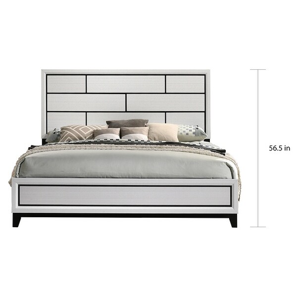 Roundhill Furniture Stout Contemporary Panel Bedroom Set in White Finish with Panel Bed， Dresser， Mirror， Night Stand - - 31640566