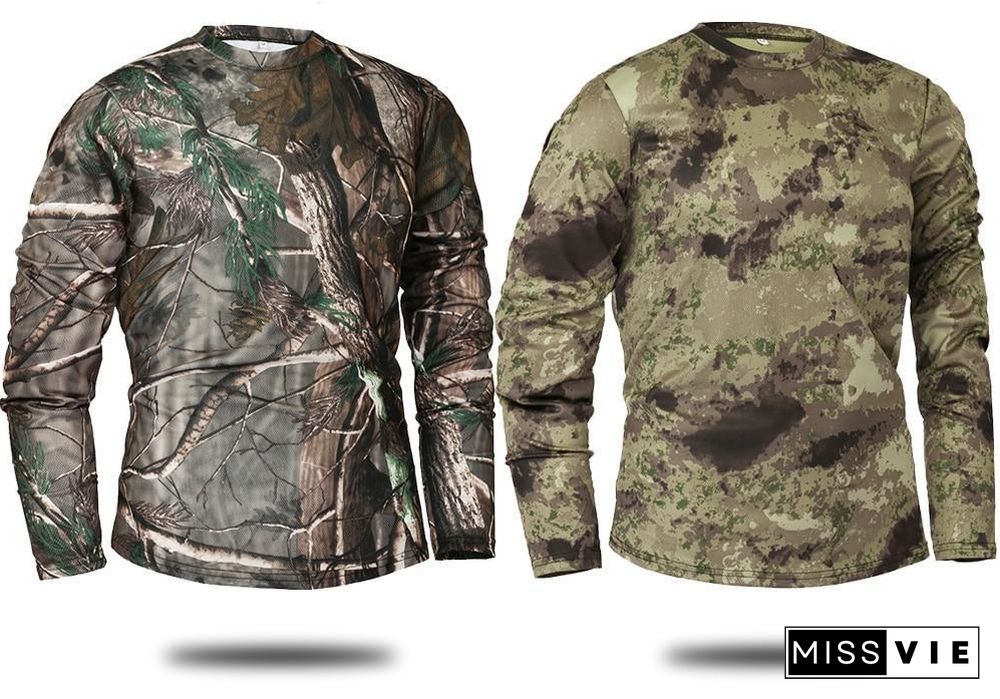 Men Long Sleeve Tactical Camouflage T-shirt camisa masculina Quick Dry Military Army shirt