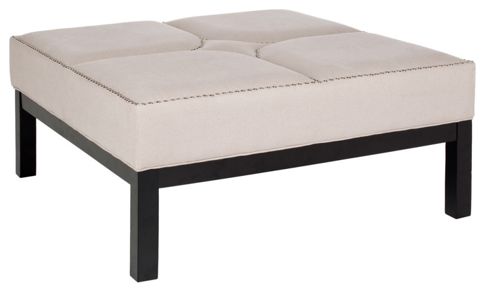 Nance Cocktail Ottoman Silver Nail Heads Taupe   Transitional   Footstools And Ottomans   by Virgil Stanis Design  Houzz