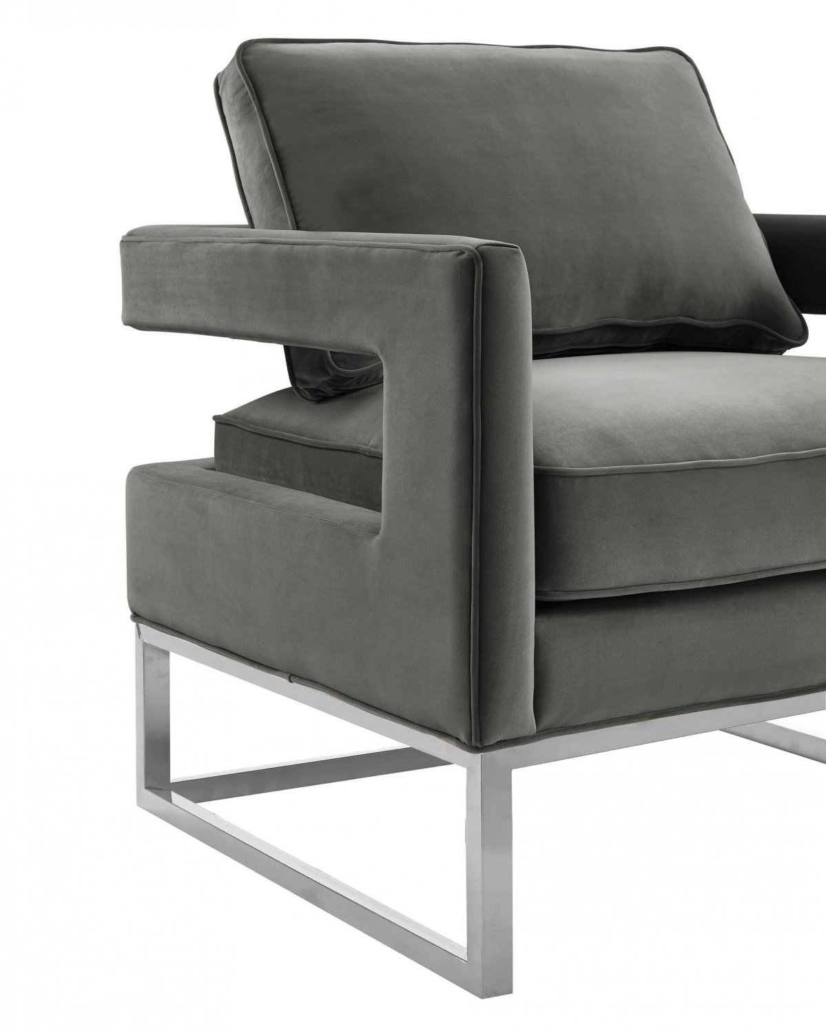 TOV Furniture Avery Grey Cushioned Velvet Chair - Silver Frame