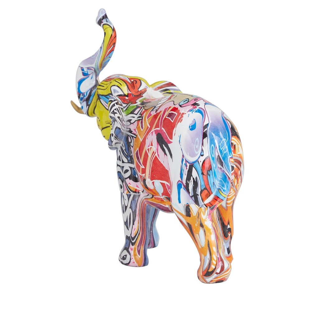 The Novogratz Multi Colored Polystone Graffiti Elephant Sculpture