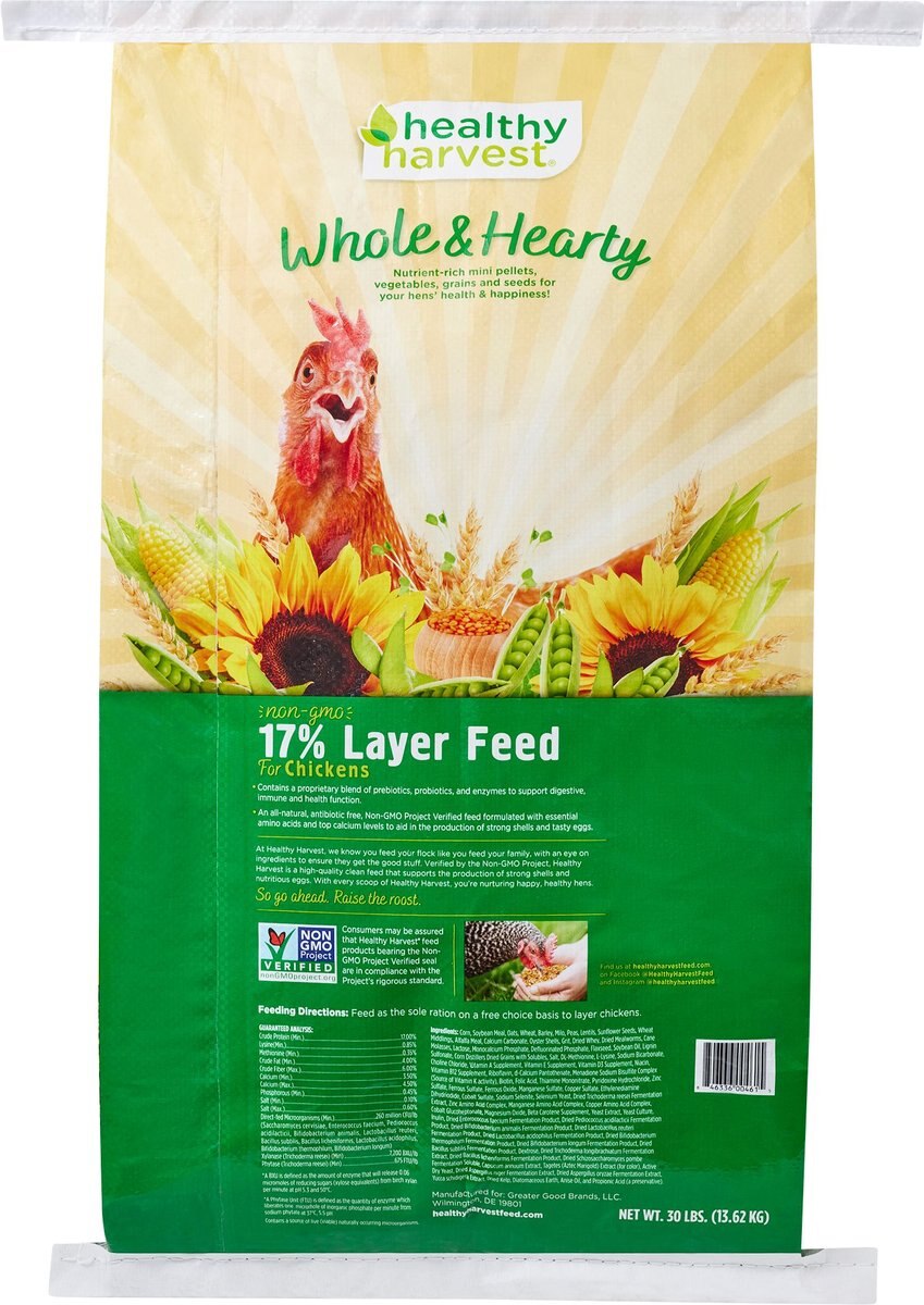 Healthy Harvest Whole and Hearty Layer Chicken Feed， 30-lb bag