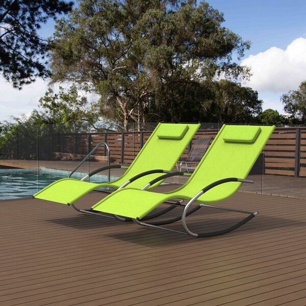 2-Pieces Outdoor Iron Rocking U-shaped Lounge Chair