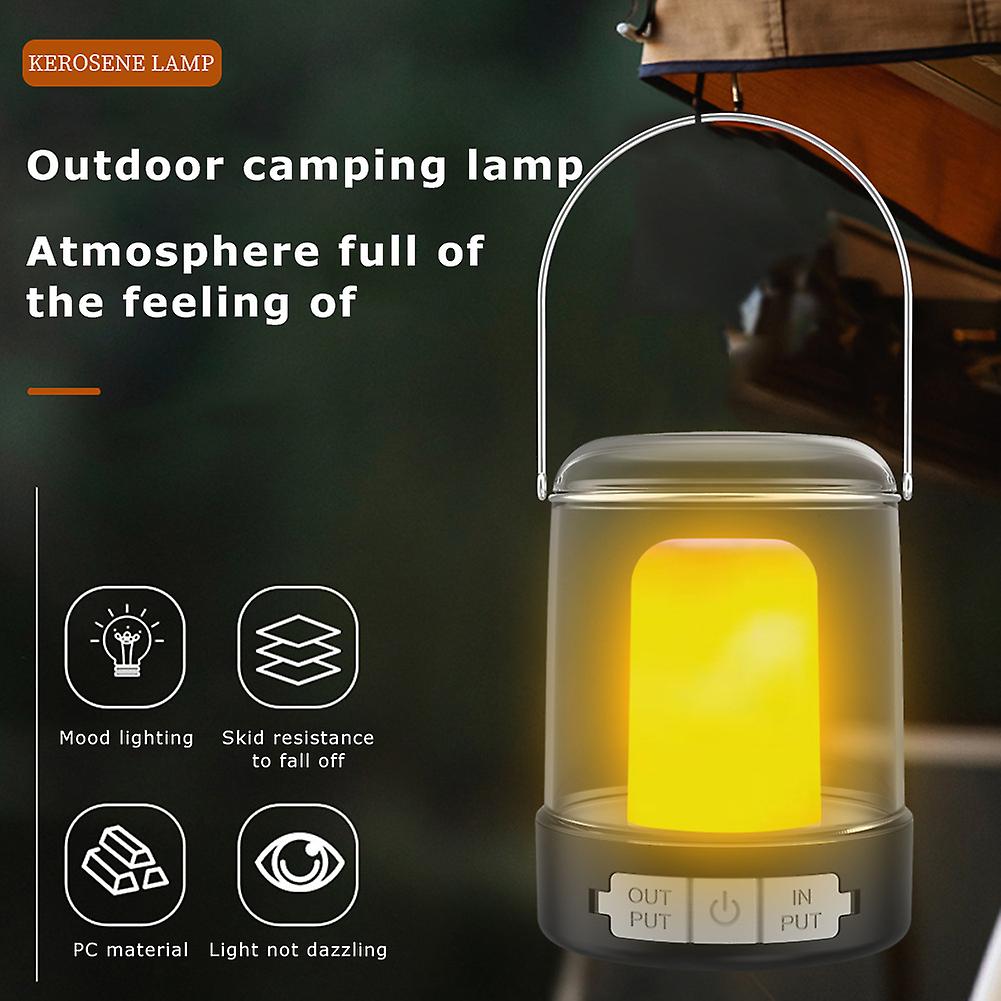 Portable Camping Lantern Usb Recharge Camping Tent Travel 3 Modes Light Vintage Outdoor Lighting Camping Hanging Lantern