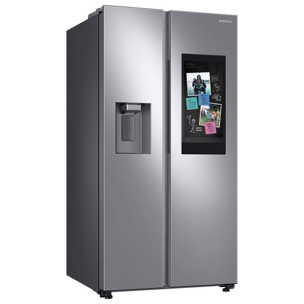  36 in. 26.7 cu. ft. Smart Side by Side Refrigerator with Family Hub in Stainless Steel Standard Depth RS27T5561SR