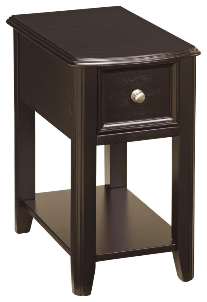 1 Drawer Chair Side End Table With Open Bottom Shelf Dark Brown  Saltoro   Side Tables And End Tables   by Dot  ampBo  Houzz