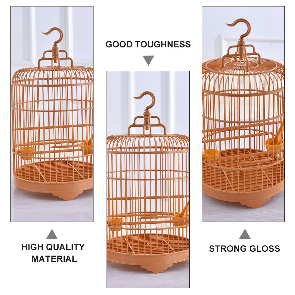 Frcolor Cage Bird Round Cages Parakeet Hanging Parrotplasticstand Small Parakeets Budgie Cage Travel Birdcage Lovebird