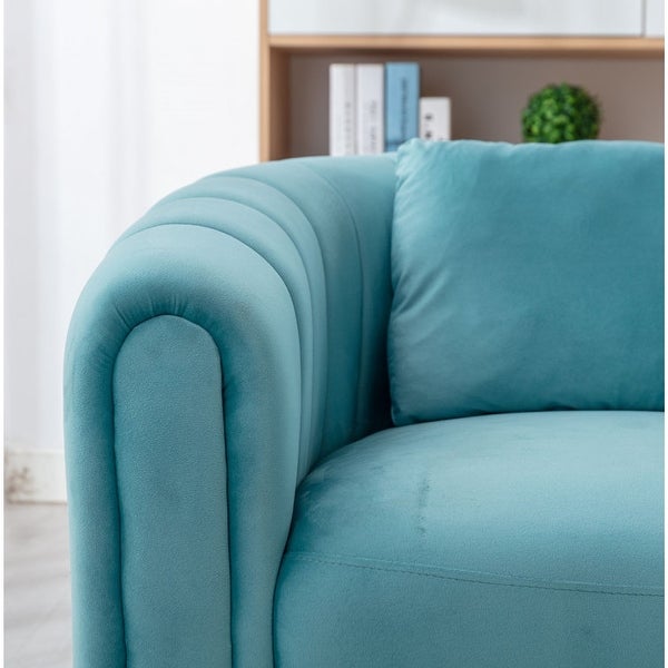 Ebello Oversize Velvet Swivel Barrel Comfy Round Armchair with Plump Pillow