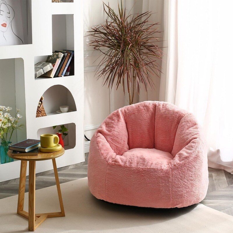 Large Bean Bag Chair 37in Soft Faux Fur