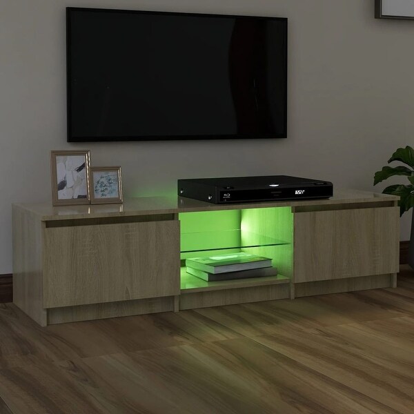 TV Cabinet with LED Lights Sonoma Oak 55.1