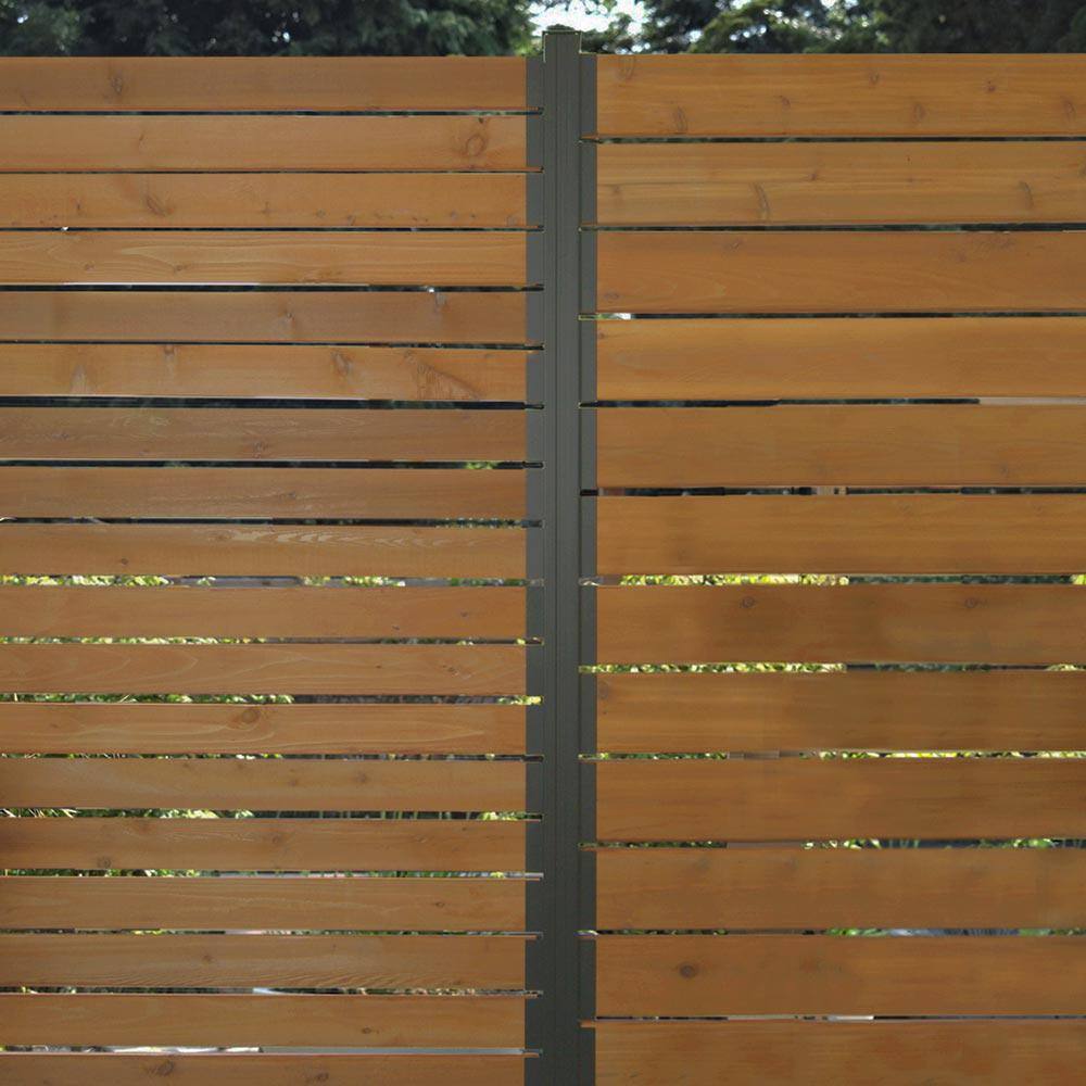 Peak Products Modular Fencing 94 in. H Matte Black Aluminum In-Ground Post for A 6 ft. H Outdoor Privacy Fence System 2491