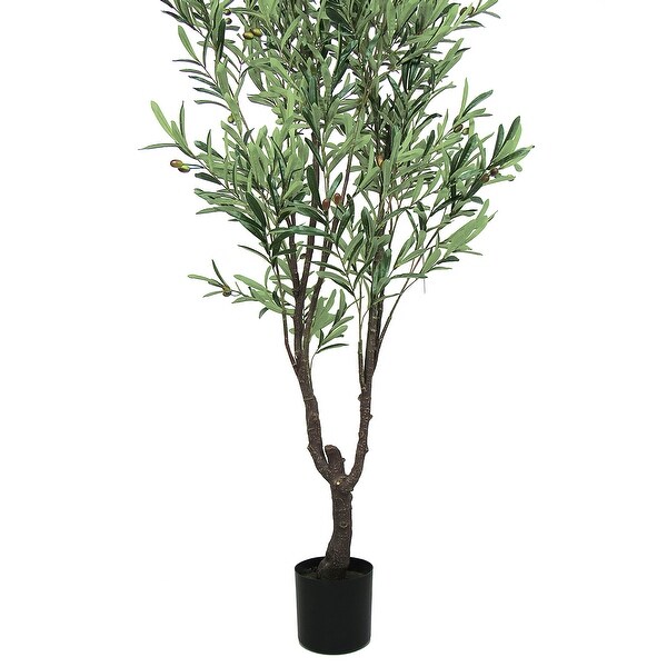 6.5ft Artificial Olive Tree Plant in Black Pot