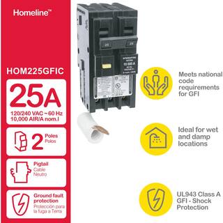 Square D Homeline 25 Amp 2-Pole GFCI Circuit Breaker HOM225GFIC