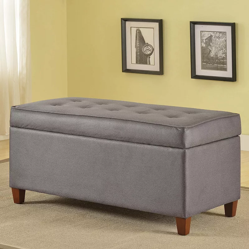 HomePop Faux Microsuede Storage Bench