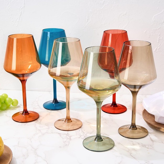 The Wine Savant Shatterproof Acrylic Muted Colored Wine Glasses Stylish amp Luxurious Design amp A Unique Addition To Home Bar 6 Pk