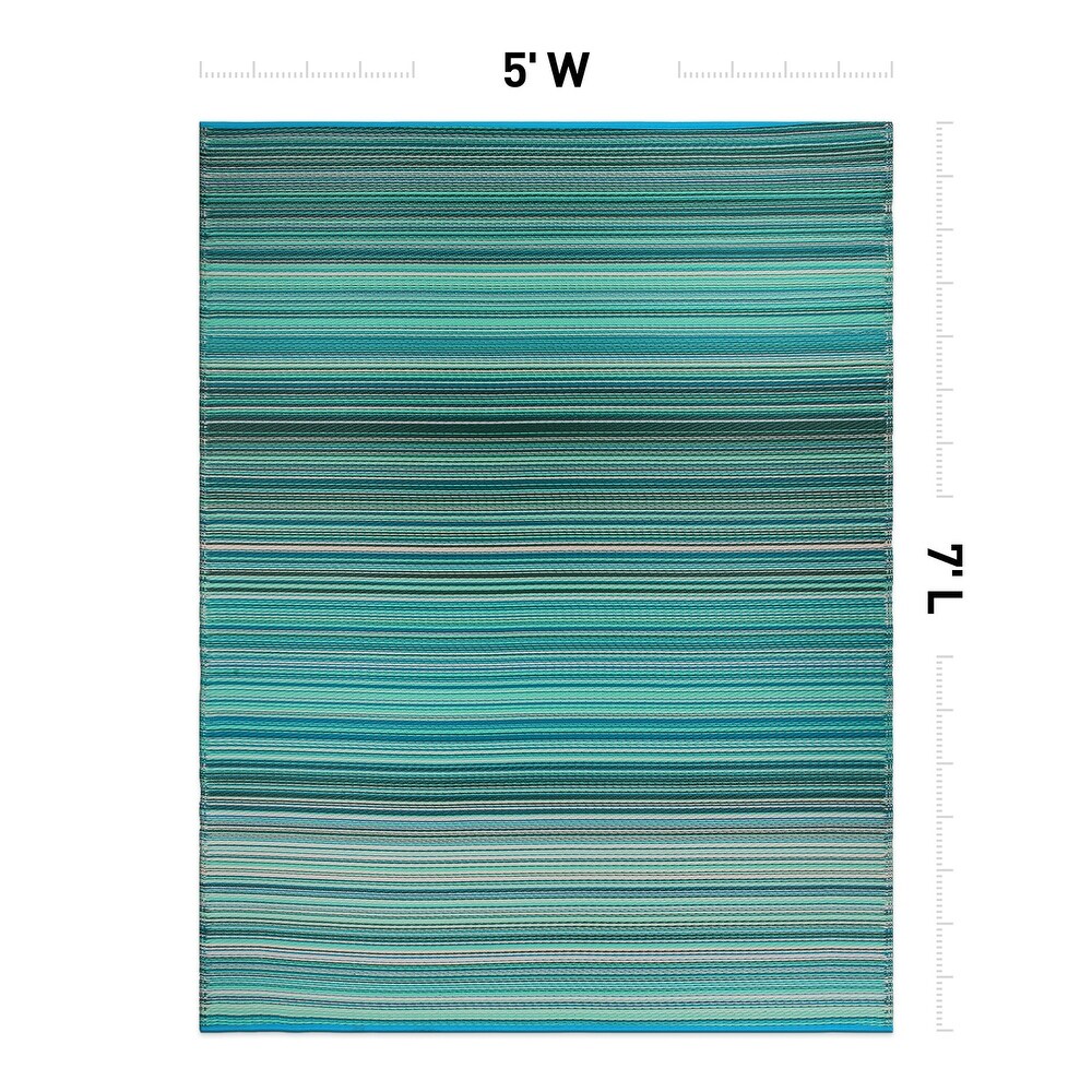 Contemporary Stripe Reversible Plastic Outdoor Rugs