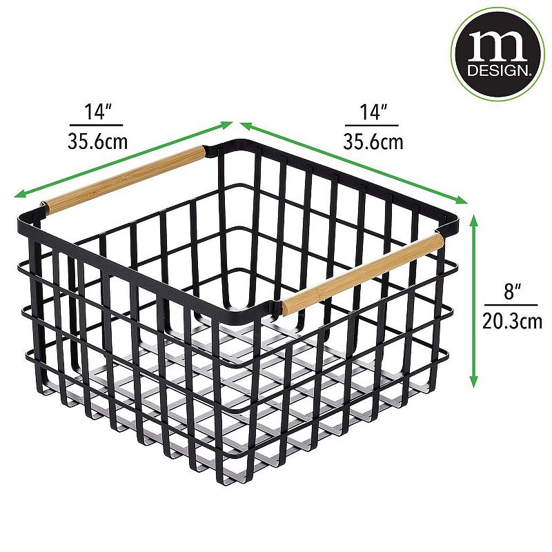 mDesign Metal Steel Wire Square Closet Storage Basket - 2 Pack