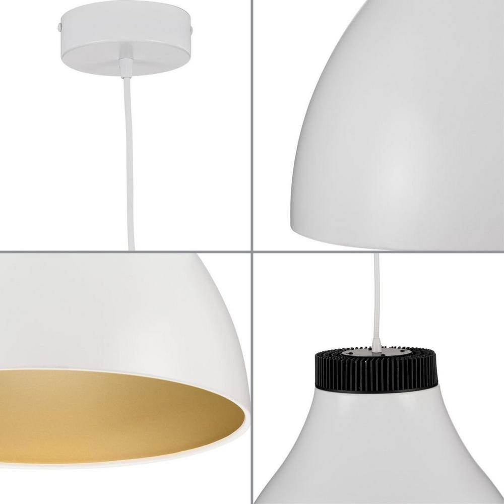 Progress Lighting Radian Integrated LED 30-Watt Integrated LED Satin White Satin Gold Modern Pendant with Shade P500373-028-30