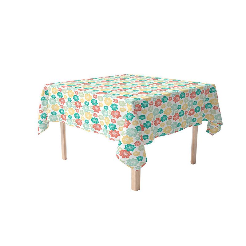 Square Tablecloth， 100% Cotton， 60x60， Colorful Retro Succulents