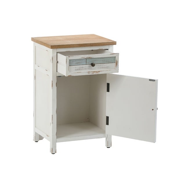 Multi-Color Wood 1-Drawer 1-Door Side Table with Storage - 28.2