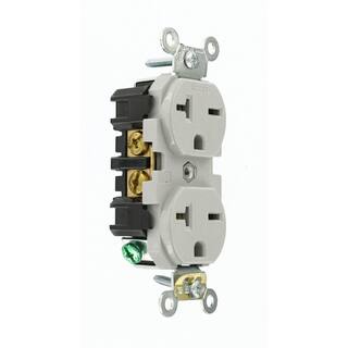 Leviton 20 Amp Industrial Grade Heavy Duty Self Grounding Duplex Outlet Gray 5462-GY