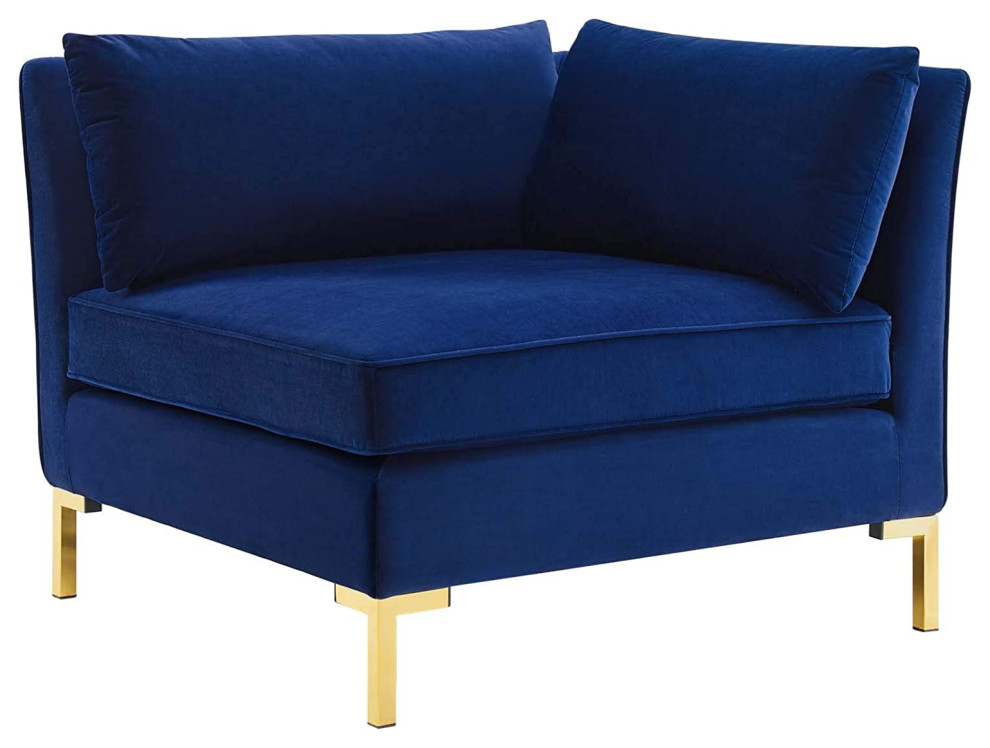 Modern Loveseat  Golden Metal Legs With Velvet Padded Seat  ampPiping Accent   Contemporary   Sofas   by Declusia  Houzz